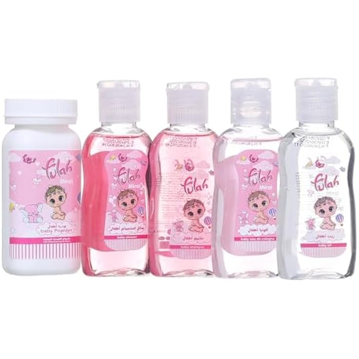 Baby Skin & Hair Care Set (Shampoo + Conditioner + Powder + Oil + Lotion), Pink DR-A-623 - Image 4